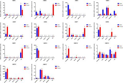 Spatial Expression Analysis of Odorant Binding Proteins in Both Sexes of the Aphid Parasitoid Aphidius gifuensis and Their Ligand Binding Properties